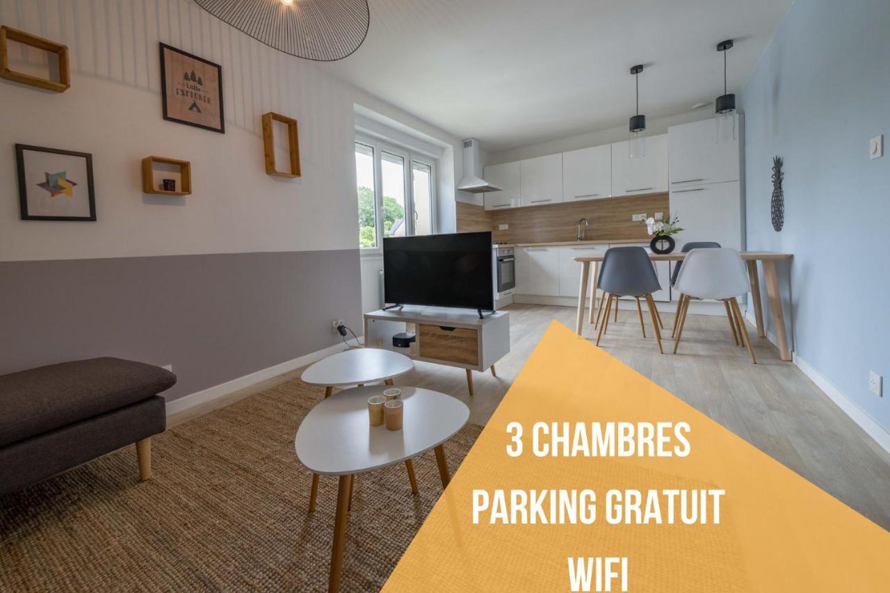 Appartement 3 chambres - Parking - Wifi - Buanderie - Jardin Brest Exterior foto